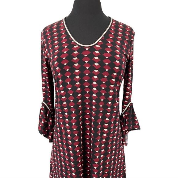 Lark & Ro Patterned V-Neck Dress Sz S - Picture 2 of 12